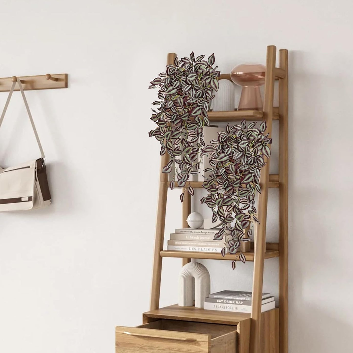 DILATATA Fake Hanging Plants Artificial Hanging Plants 22" Faux Wandering Jew Hangings Leaves Plant for Wall Shelf Home Indoor Outdoor Decor - 5 Pack