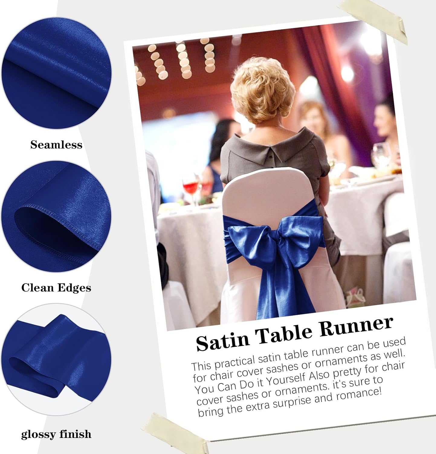 10 Pack Satin Table Runner 12 x 108 Inch Long Navy Silk Table Runner for Wedding Party Banquet Birthday Decoration