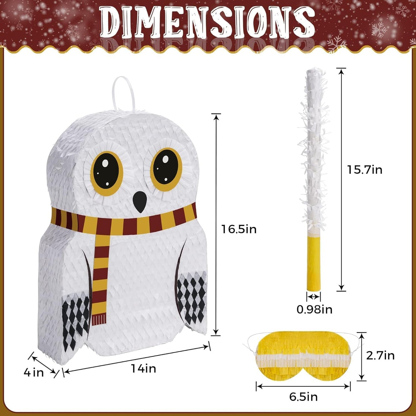 Small Owl Pinata Bundle with a Blindfold (16.5 x 12.5 x 4 Inches), Perfect for Birthday Parties, Forest Animal Theme, Wizard Theme Parties