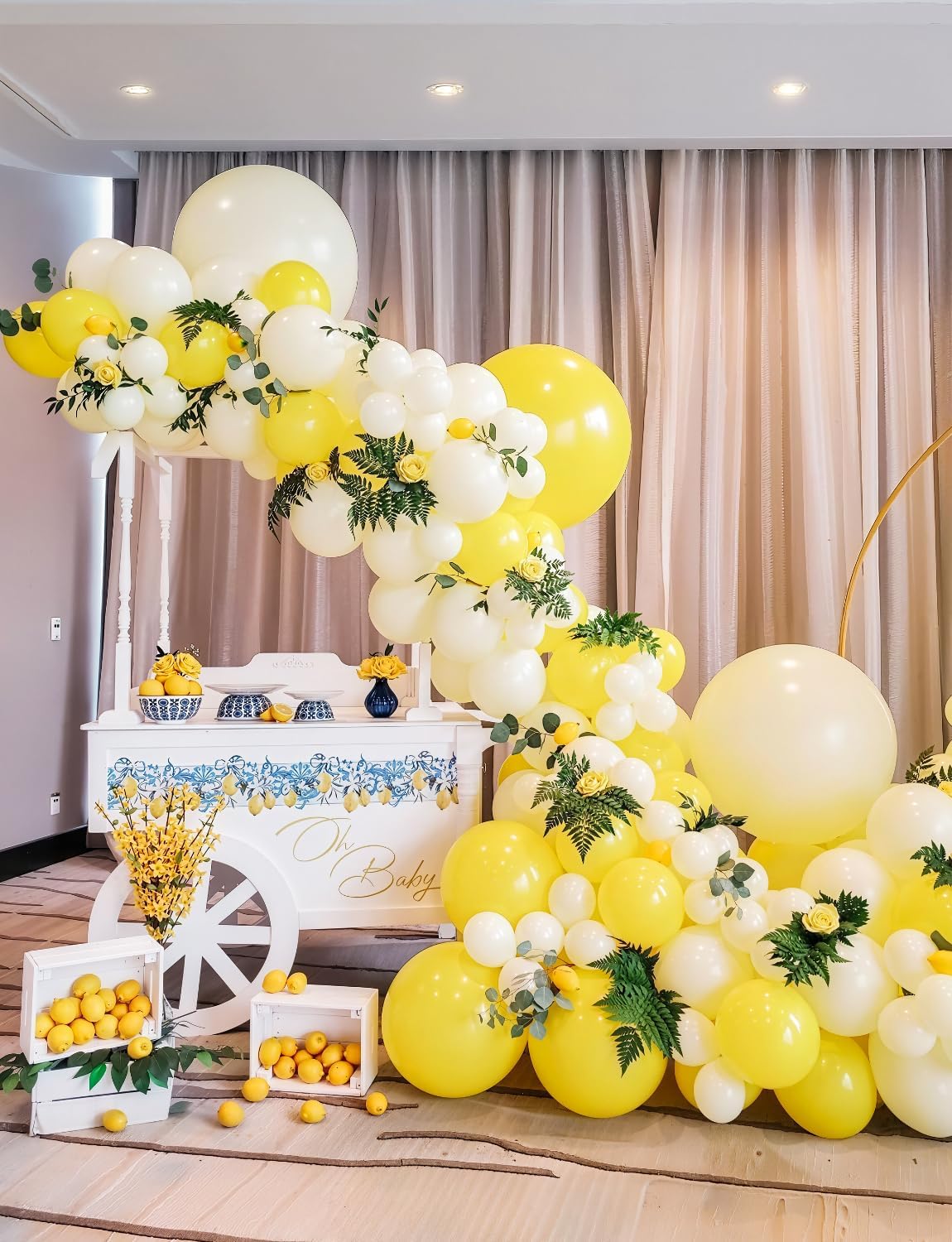 Yellow and White Balloons - 12inch Pastel Yellow Balloons Glitter Gold Confetti Balloon White Party Balloon for Sunflower Honeybee Theme Birthday Baby Shower Party Decorations, Indoor Outdoor