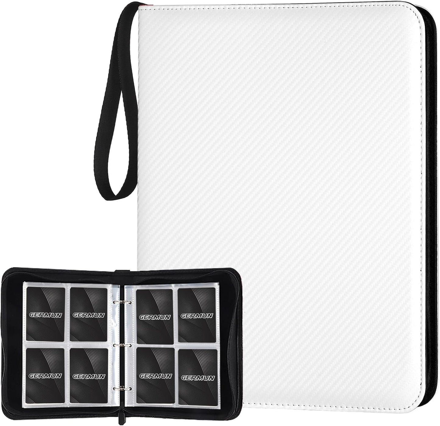 4 Pocket Card Binder, Premium Zip Trading Card Binder, 400 Double Sided Pocket PU Card Collection Binder, Collector Card Album, Card Folder for MTG, TCG, Sports Cards, Game Cards (White)