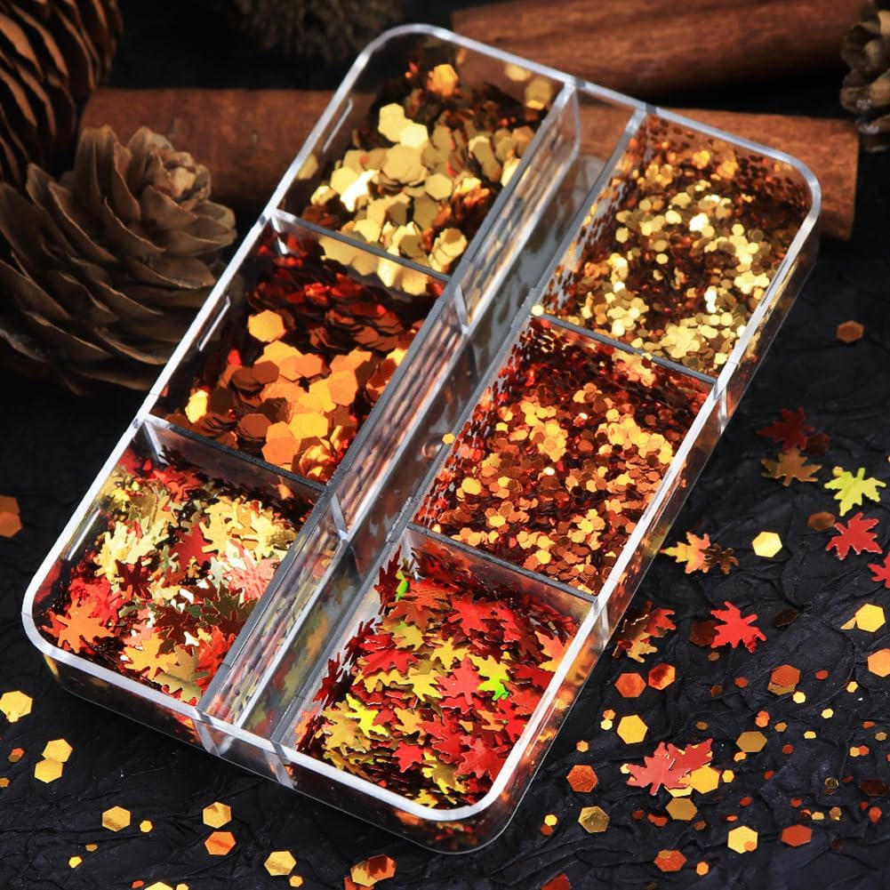 Maple Leaves Confetti,2000pcs Fall Leaves Party Table Decorations Scatter Foil Confetti for Autumn Harvest Thanksgiving Wedding Throwing Table Decoration Glitter Party Supplies (orange)