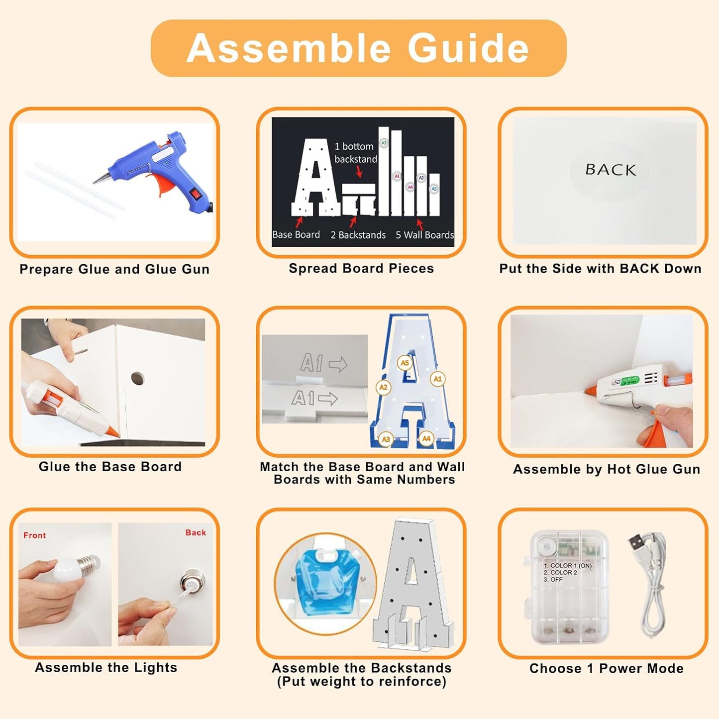 Pooqla 3FT Light Up Marquee Letters, Cool White and Warm White LED Large Lighted Marquee Letter, Giant Mosaic Letters Sign for Balloons Birthday Anniversary Wedding Party Decoration, LED Letter &