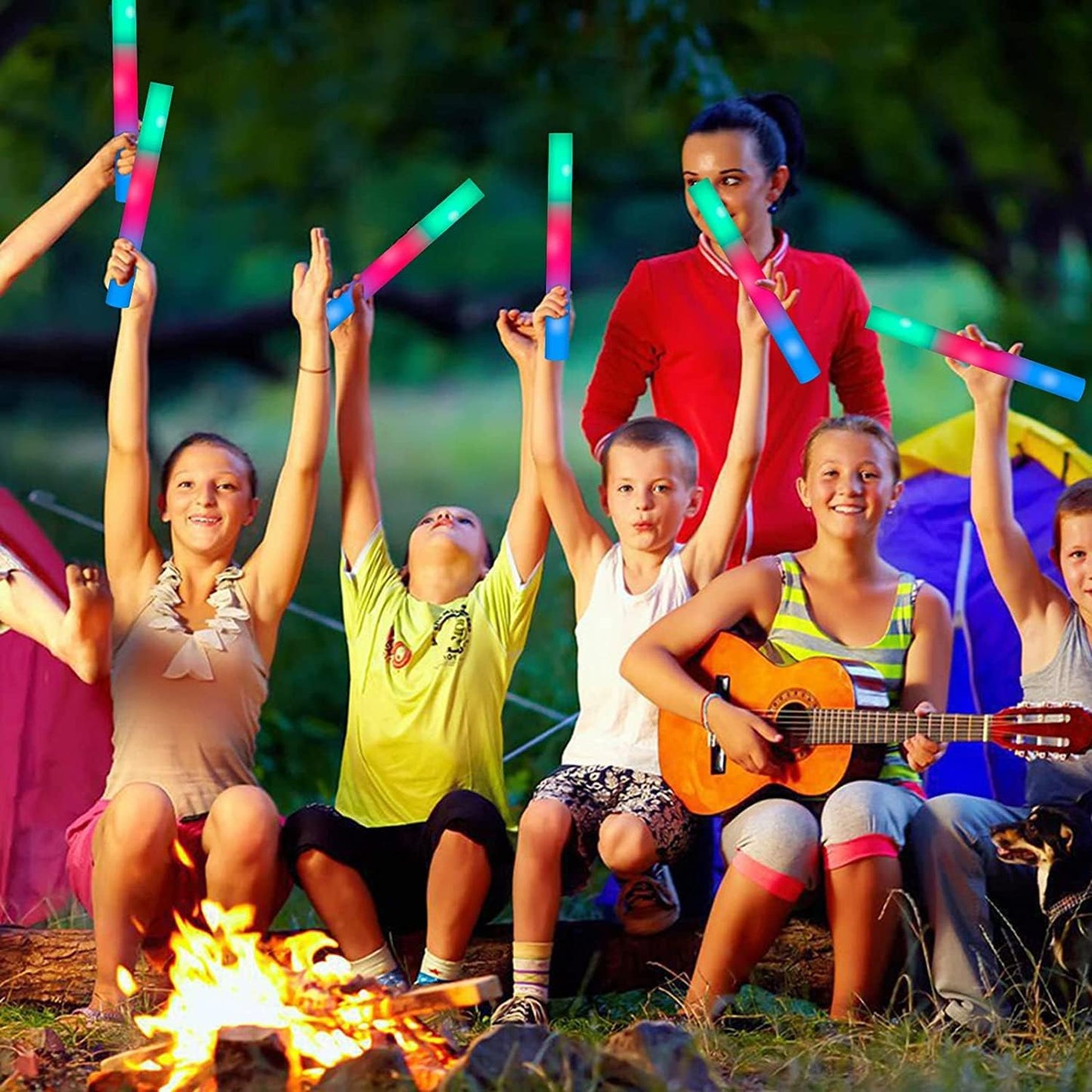 44 PCS Foam Glow Sticks Bulk with 3 Modes Colorful Flashing, Glow Sticks Pack, Foam Light Up Sticks, Glow in Dark Party Supplies for Wedding, Raves, Party, Halloween, 4th of July