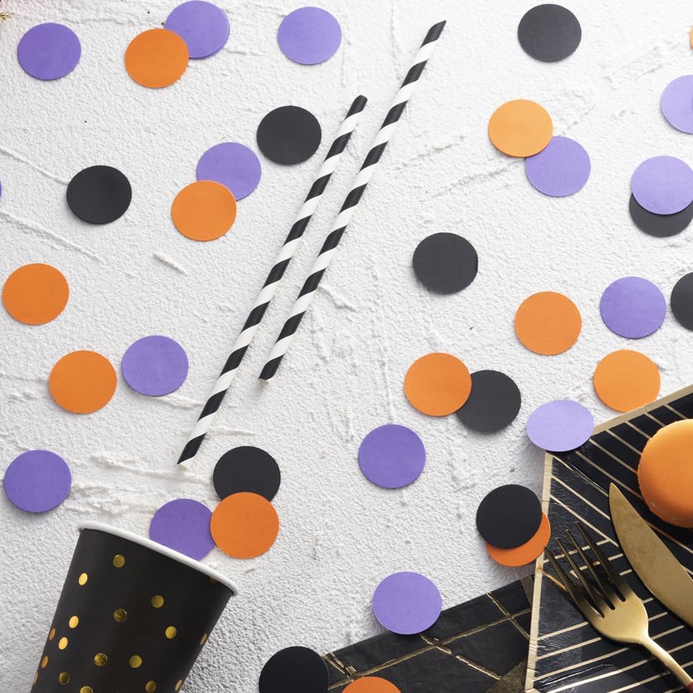 Purple Black Orange Confetti Table Decoration for Halloween Birthday Party,1.2 inch in Diameter,200 Counts