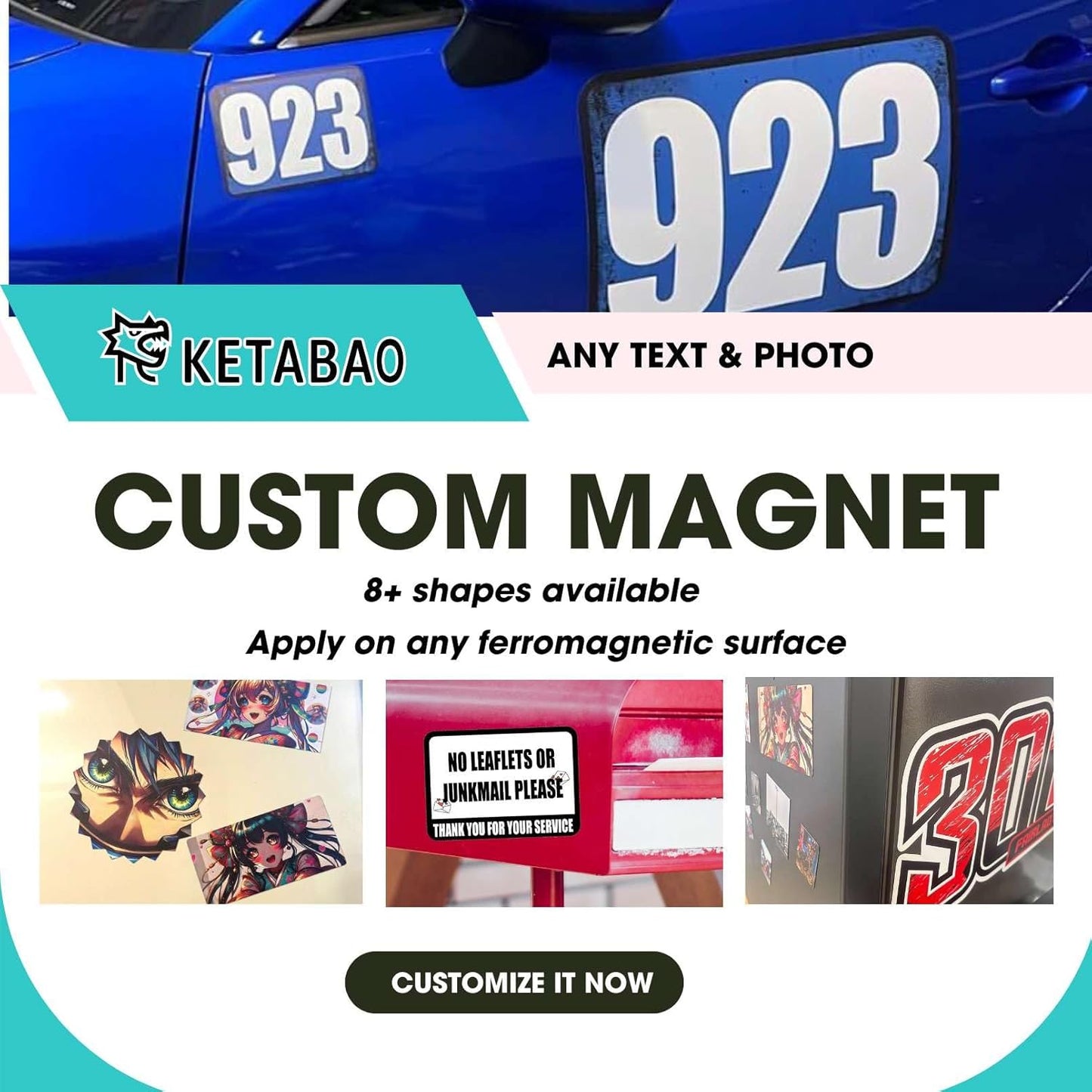 KETABAO – 10" Personalized Car and Refrigerator Original Shape Photo Magnets - Create Customized Photo Magnets for The Office and Kitchen
