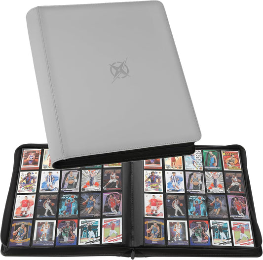 20-Pocket Card Binder, Trading Card Binder Holds 2000 Cards, Premium Zippered Trading Card Album Compatible with TCG, Game & Sports Cards (Carbon ash)
