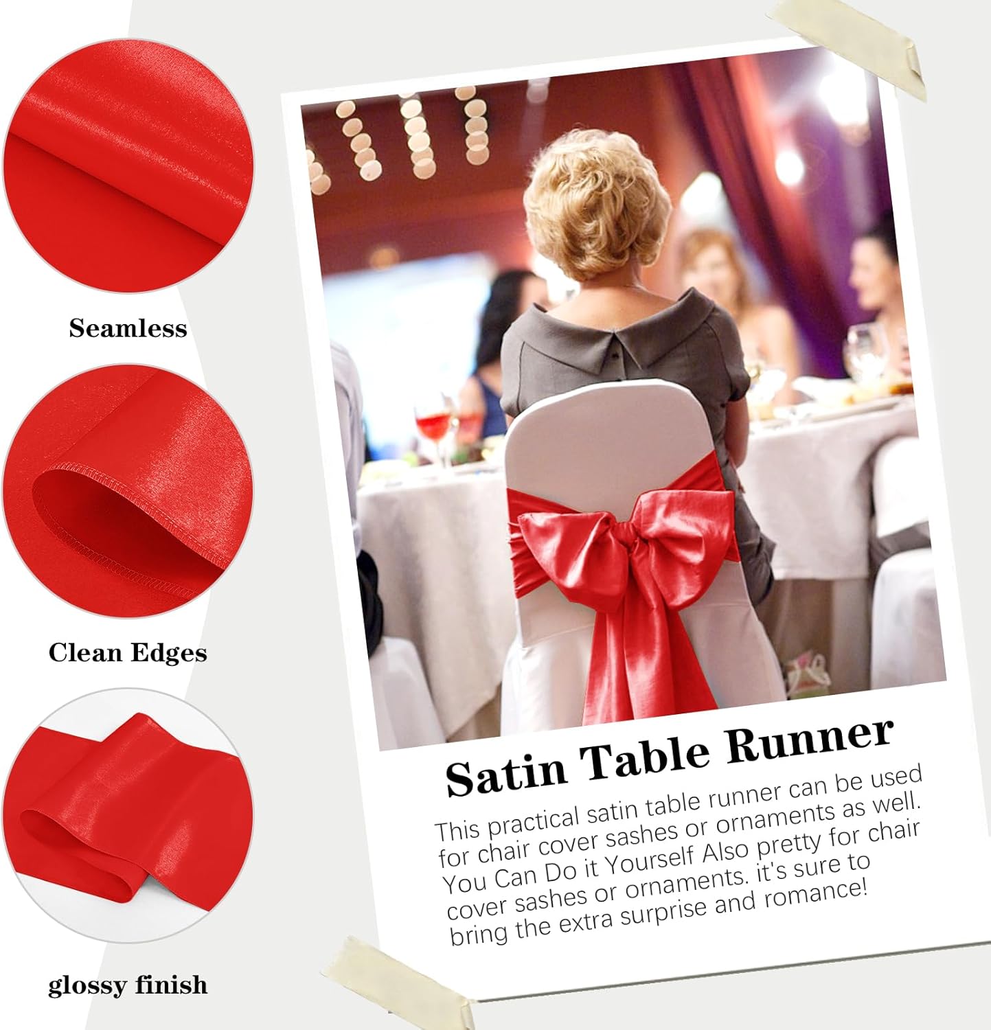 10 Pack Satin Table Runner 12 x 108 Inch Long Red Silk Table Runner for Wedding Party Banquet Birthday Decoration