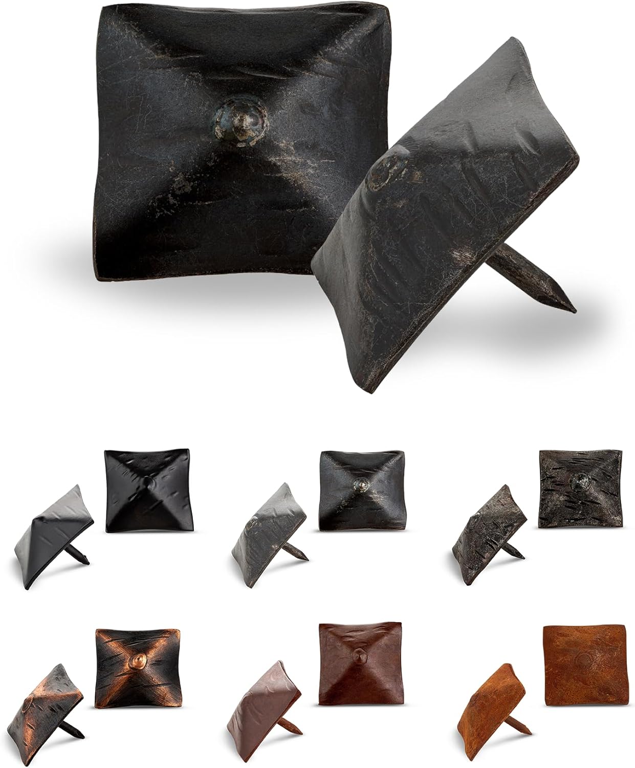 10 Pack 1.25" Square Head Iron Clavos Decorative Nails – Sealed Unfinished – Handmade Rustic Square Fasteners for Farmhouse Shutter, Barn Doors, Shutters, and Gates – Ornamental Wood Accent