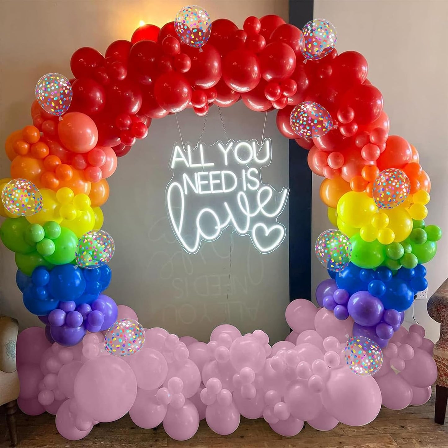 Colorful Balloons Rainbow Assorted Colors Balloons Set 12Inch Red Blue Yellow Green Pink Purple Orange Latex Party Balloon with Multicolor Confetti Balloon for Birthday Carnival Party Decorations