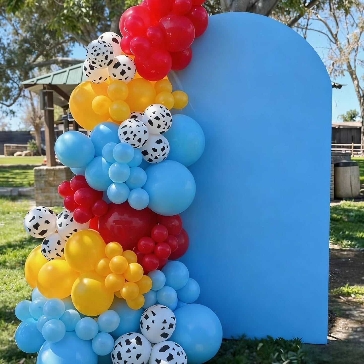 Farm Animal Print Balloon,50Pcs Sky Blue Cloud Balloons Set Red Blue Yellow Green Latex Balloon,for Boys Girls Birthday Party Supplies