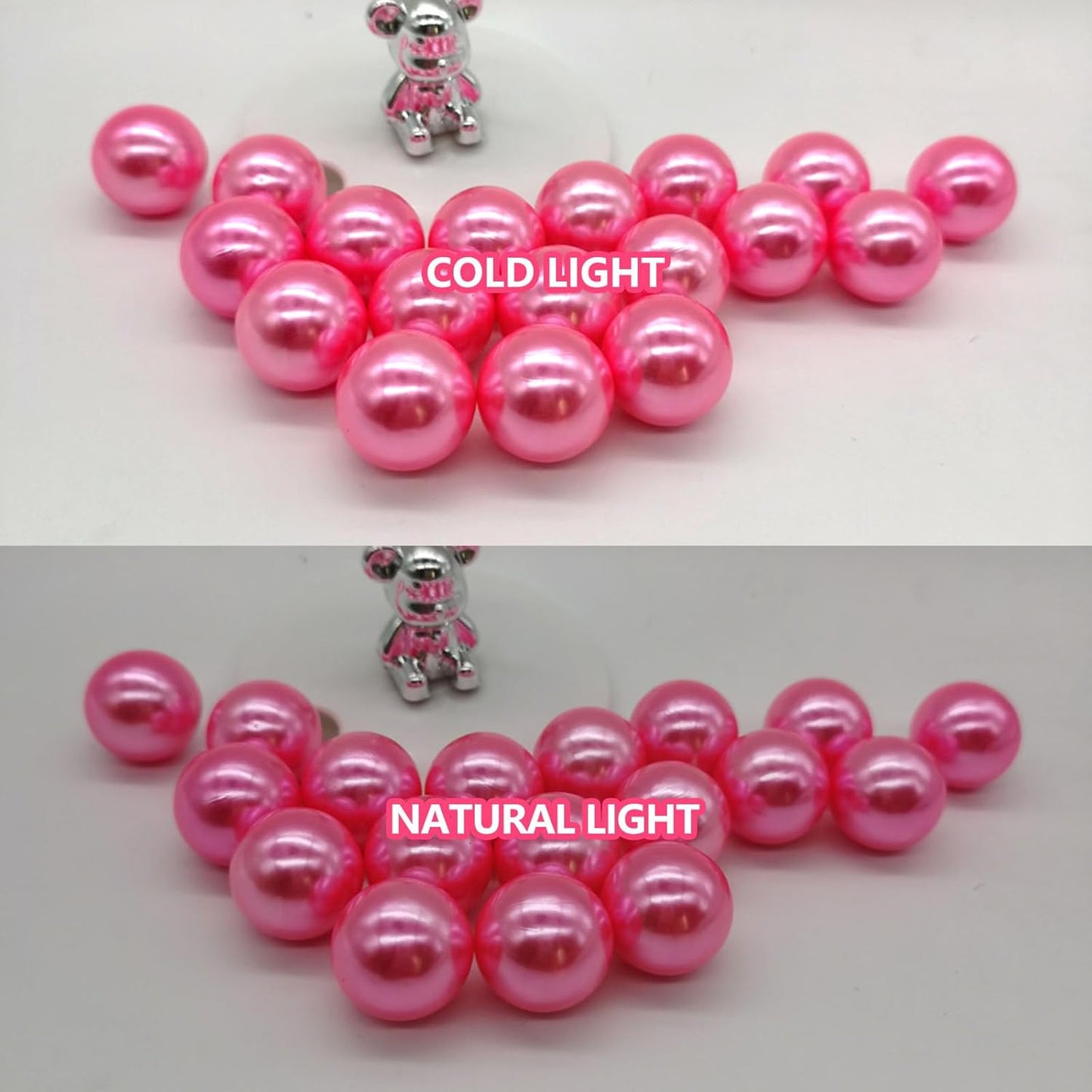 100PCS Fuchsia Faux Pearls Beads for Centerpiece Vases, Vase Filler Faux Pearls, No Holes Filler Beads for Party Anniversary Birthday Wedding Table Decor, 14/20/30mm