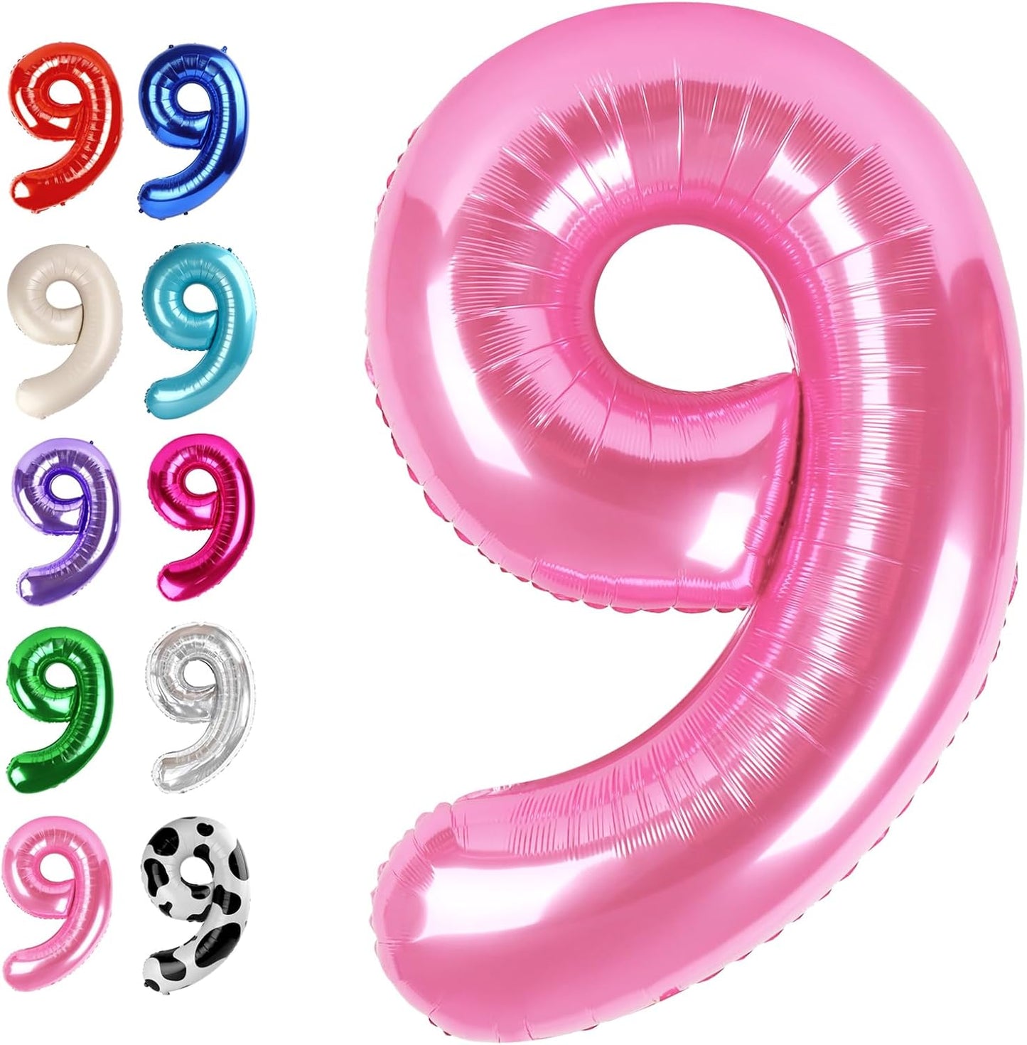 40 Inch Big Pink 9 Balloon Number, Jumbo Giant Happy 9th 19 29 39 49 99 Birthday Party Decorations, Large Nine Mylar Foil Anniversary Birthday Party Engagement Decorations