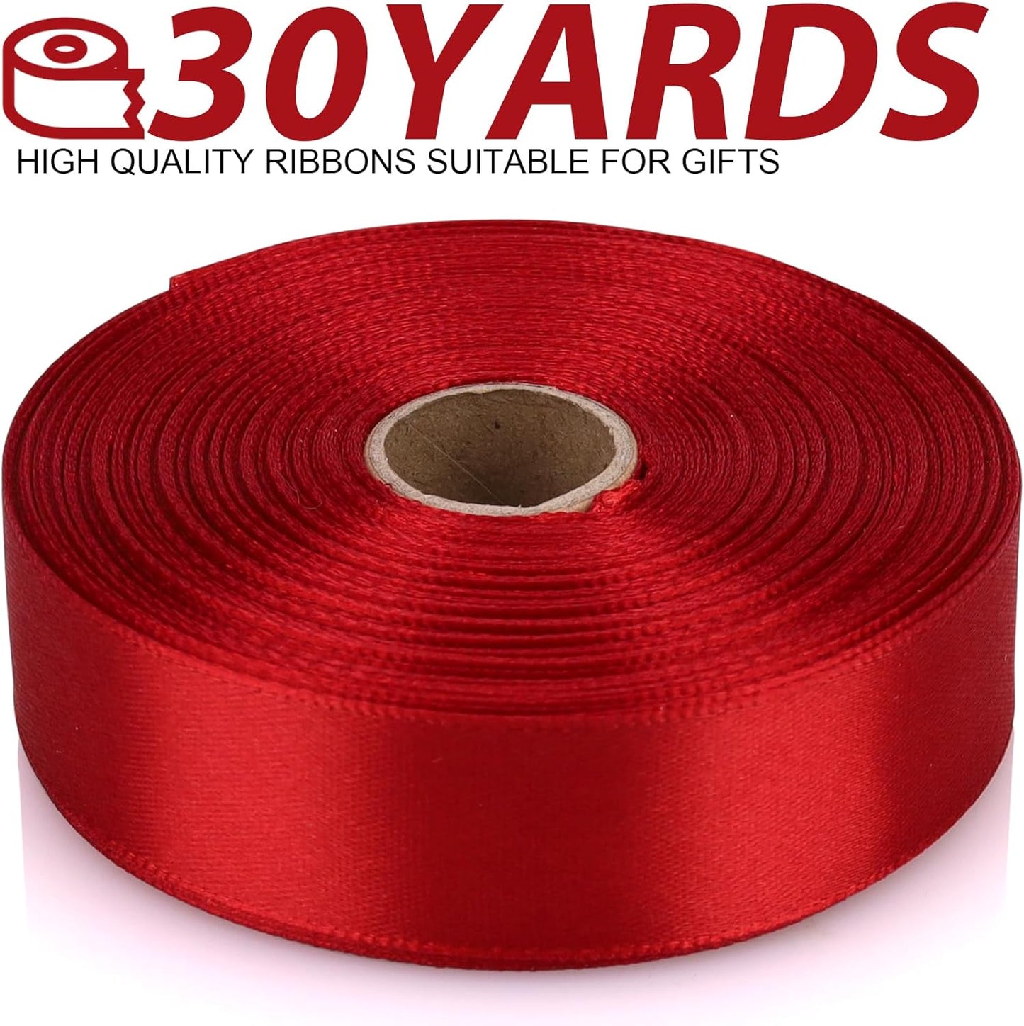 Wine red Ribbon 7/8 Inch 30 Yards Satin Craft Ribbon-Single Face Polyester Ribbon for Handmade Roses,Gift Wrapping,Timeless Flower,Bouquets,Wedding and Party Decoration