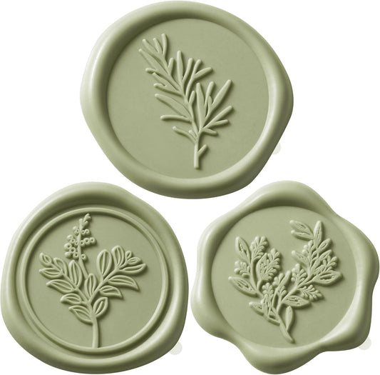 Sage Green Wax Seal Stickers (60 Pcs, 3 Designs in 1 Pack) Premium Envelope Seal Stickers Wedding Invitation Envelopes, Adhesive Wax Seals Perfect for Seating Chart, Gift Wrapping
