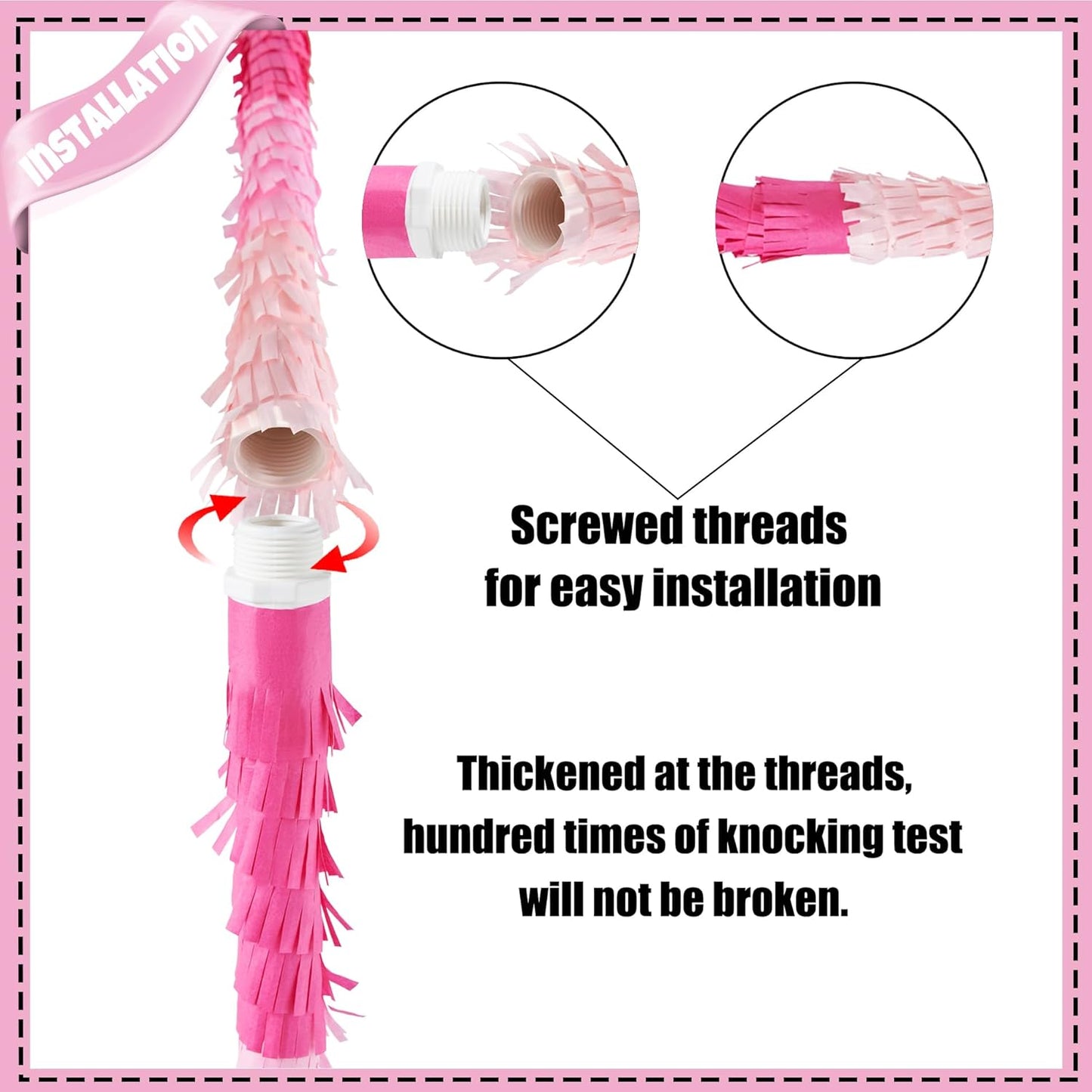 PCFING 20 Inch Number 6 Piñata Pink Gold with 30 Inch Piñata Stick Blindfold Confetti for Boys Girls Adults Birthday Party Decorations, Anniversary Celebration, Fiesta