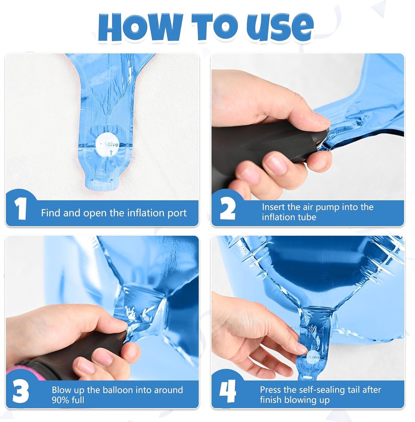 Blue Gold Giant 4D Foil Balloons, 6 Pcs Large Metallic Blue and Gold Round Balloons, 22 Inch Big Round Foil Balloon for Graduation Prom Birthday Party Baby Shower Decorations