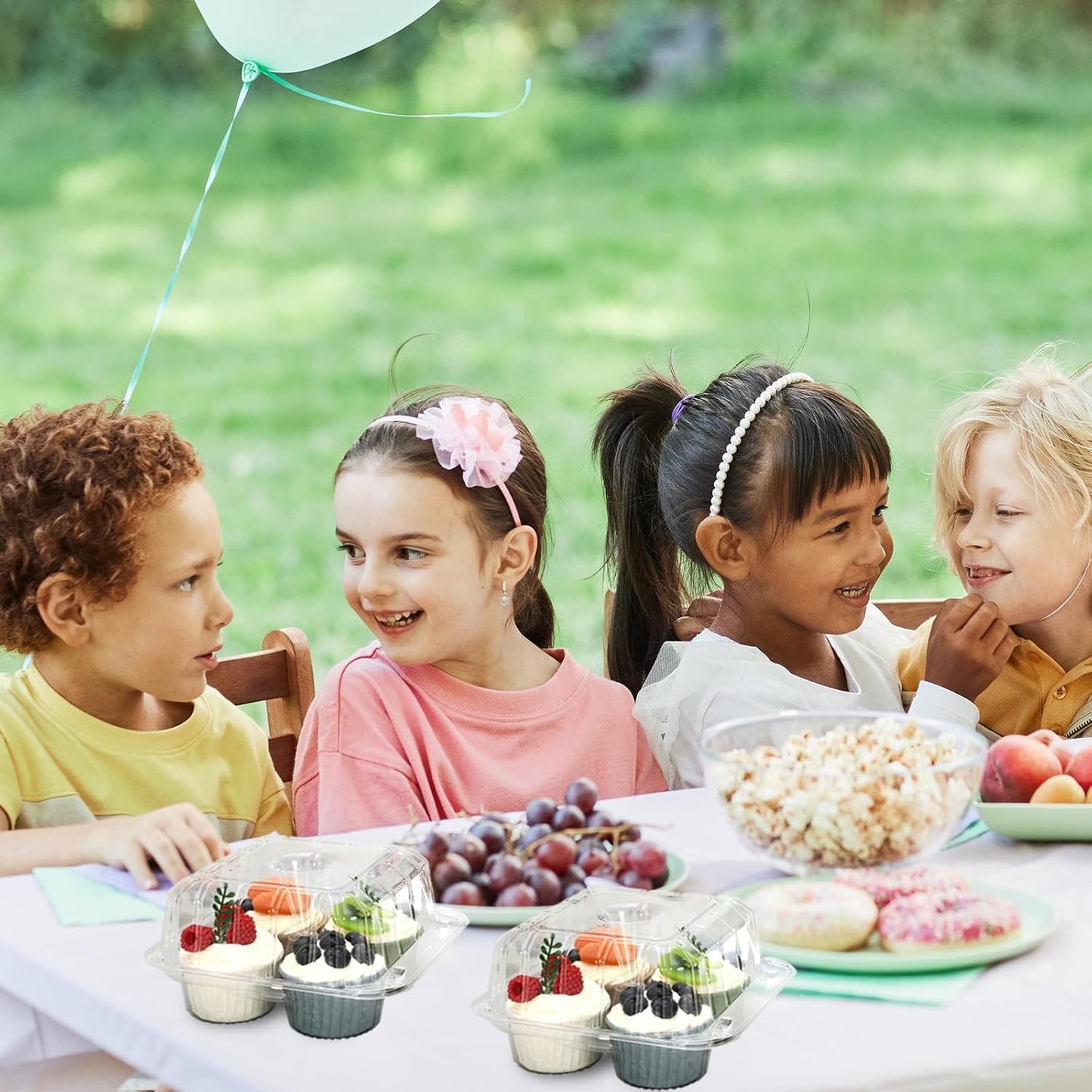 80 Pack Plastic Cupcake Containers 4-Compartment Clear Boxes Disposable Cupcake Tray Holders 4 Cavity Cupcakes Carriers with Deep Dome for Muffin Packaging