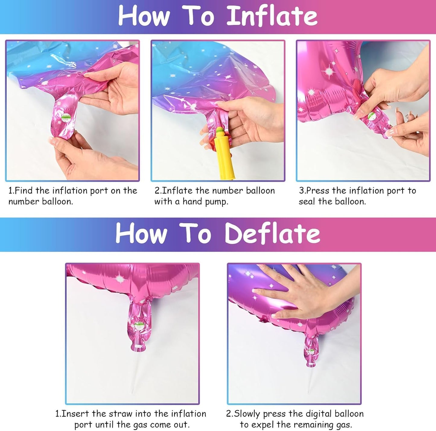 40 Inch Rainbow Large Numbers Balloons 3, Self Inflating Gradient Blue Pink Purple Digit 3 Helium Balloons for 3rd Girls, Starry Foil Mylar Number Balloons 0-9 for Women Birthday Party Decorations