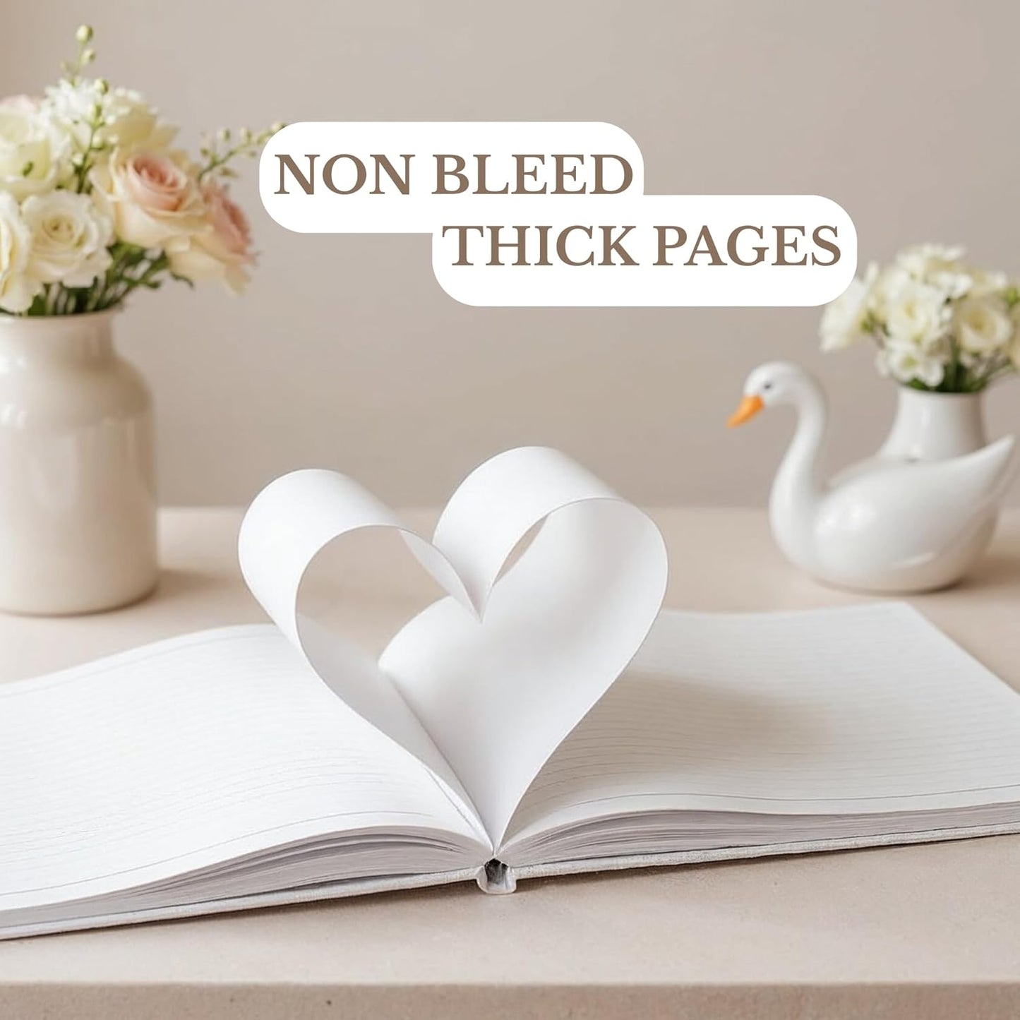 Wedding Guest Book for Guests to Sign, Elegant Wedding Guestbook Ideas, Sign in Book for Bridal and Baby Shower, Polaroid Guest Book, 100 Thick Lined and Blank Pages for Party, Wedding Books