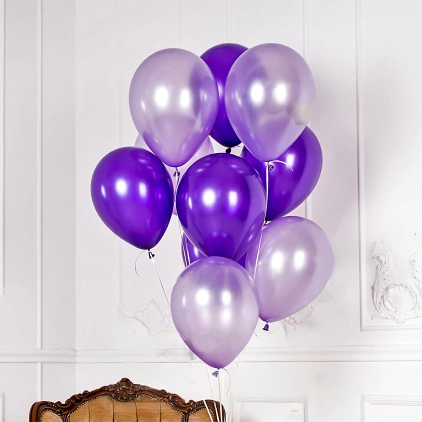 Togvu Purple Balloons, 60 Packs 12 Inch Metallic Chrome Pearl Macaron Light Different Shades Balloons for Girl Birthday, Wedding, Anniversary, Baby Shower, Princess Decoration QQ-5023