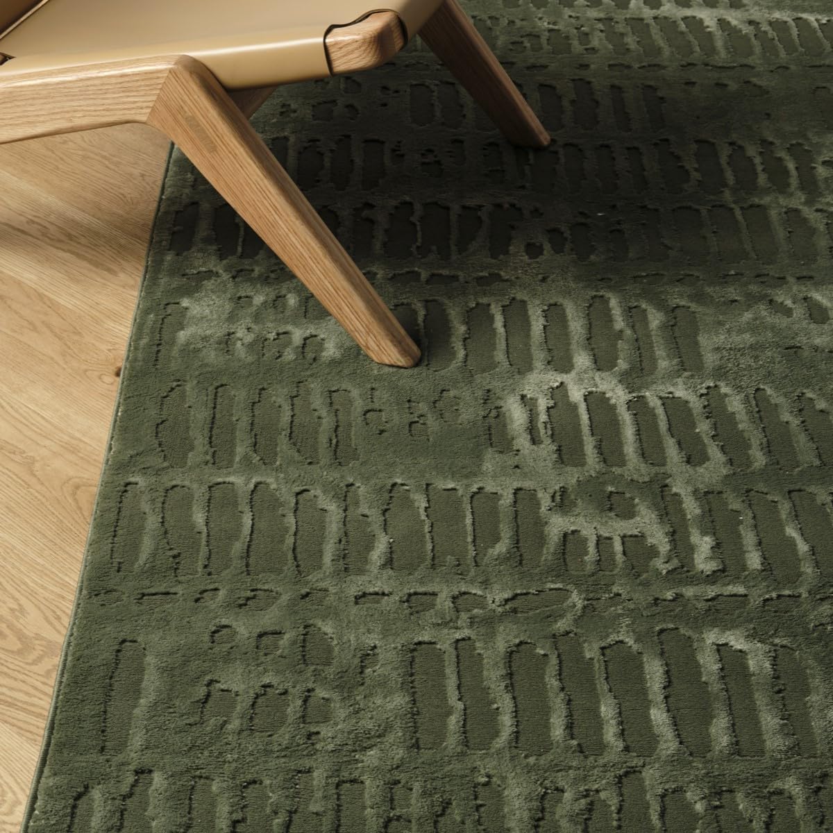 Revival Rugs Shell 7'10"x10' Washable Area Rug for Living Room Bedroom - 100% Recycled Oeko-TEX Certified, Medium Pile, Green