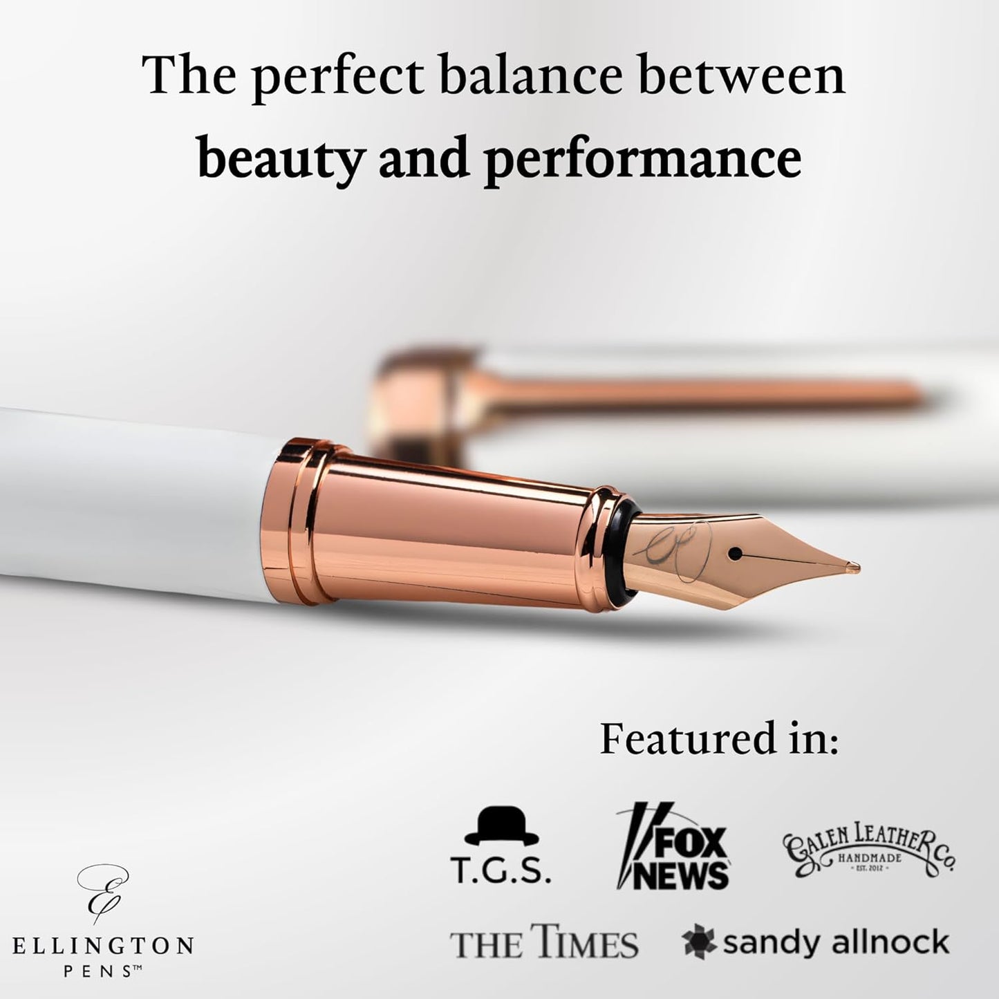 Ellington Pens Luxury Fountain Pen Set- Fountain Pens for Writing - Smooth Extra Fine Nib - Includes Refillable Ink Converter, 3 Ink Cartridges [Black & Blue], Gift Box - Elegant Calligraphy