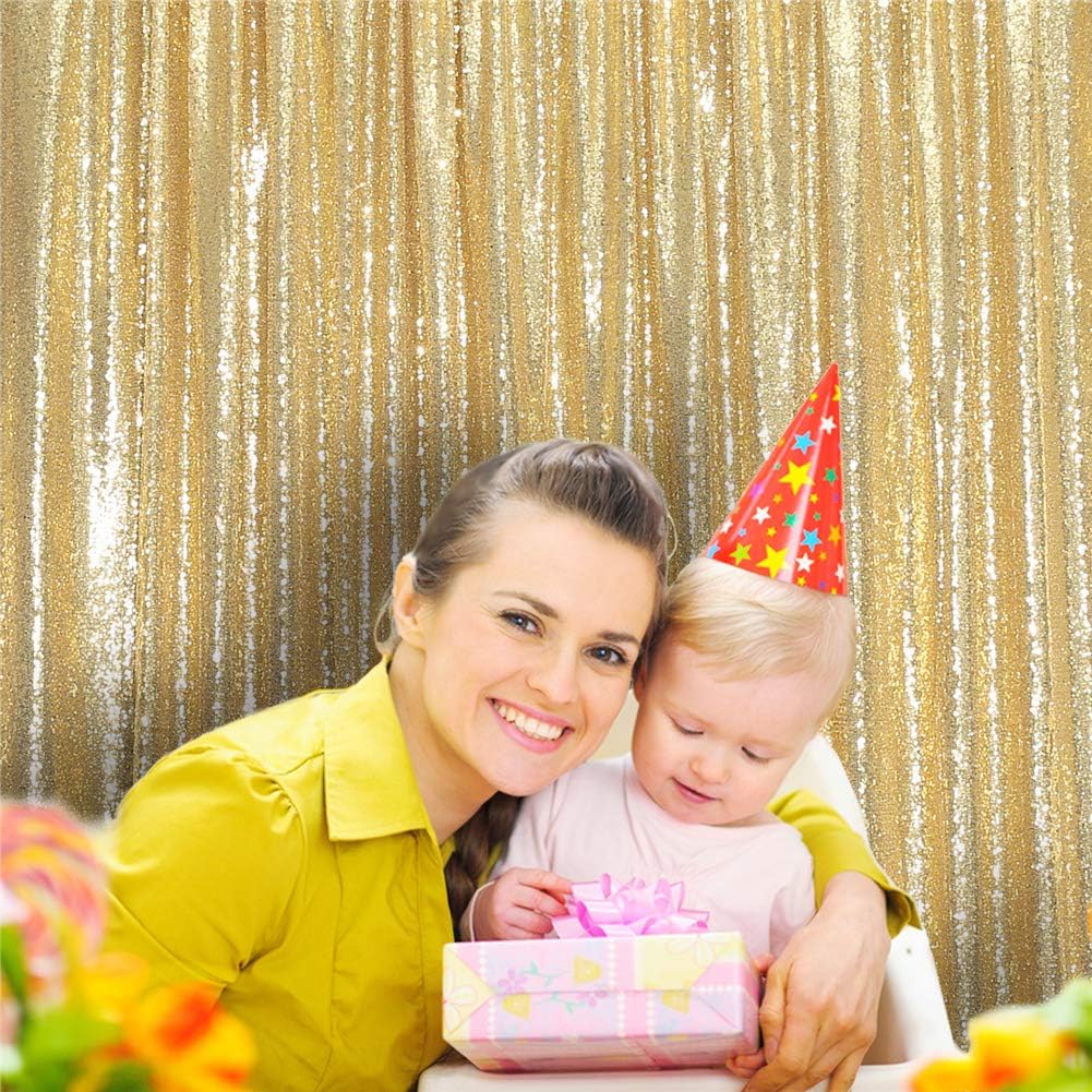 Eternal Beauty Gold Sequin Backdrop, 5x7 Ft Glitter Background Curtains for Shimmer Photography Party Wedding Birthday Back Drop Decor