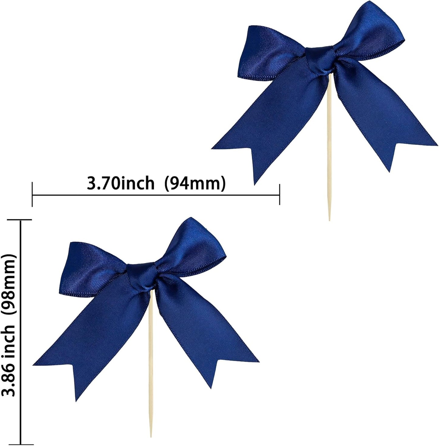 Ephlyn 24Pcs Bow Cupcake Toppers Bowknot Cake Toppers Bow Cupcake Picks Bowknot Birthday Party Decorations for Wedding Bridal Engagement Baby Shower Birthday Party Supplies Dark Blue