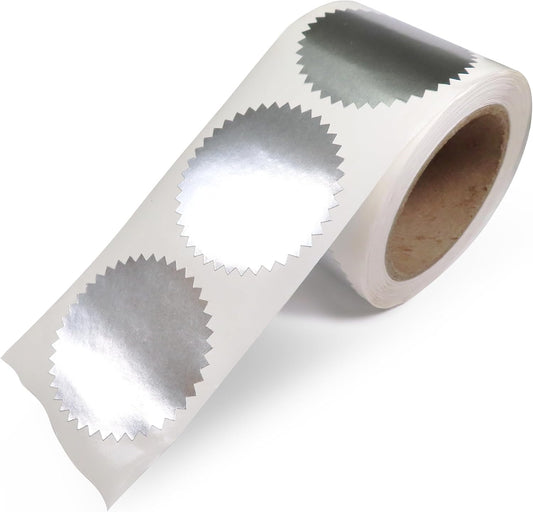 NextDayLabels Silver Seals for Certificates, Silver Metallic Embossing Stickers with Serrated Edge for Certificates, Packaging and Envelopes - 2 Inch Round, 250 Stickers Per Roll - Made in The USA