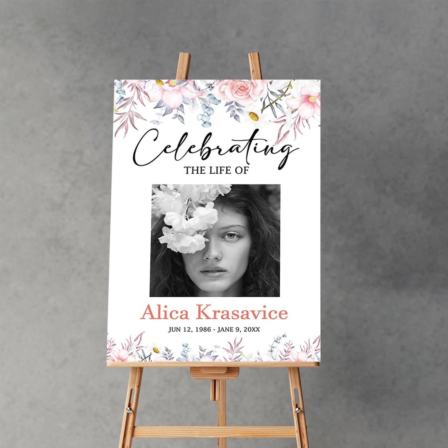 Celebration of Life Welcome Sign Blush Floral Memorial Sign Celebrating The Life of Funeral Sign Funeral Sign, Forever in our Hearts, Funeral Decor Idea, Funeral Program
