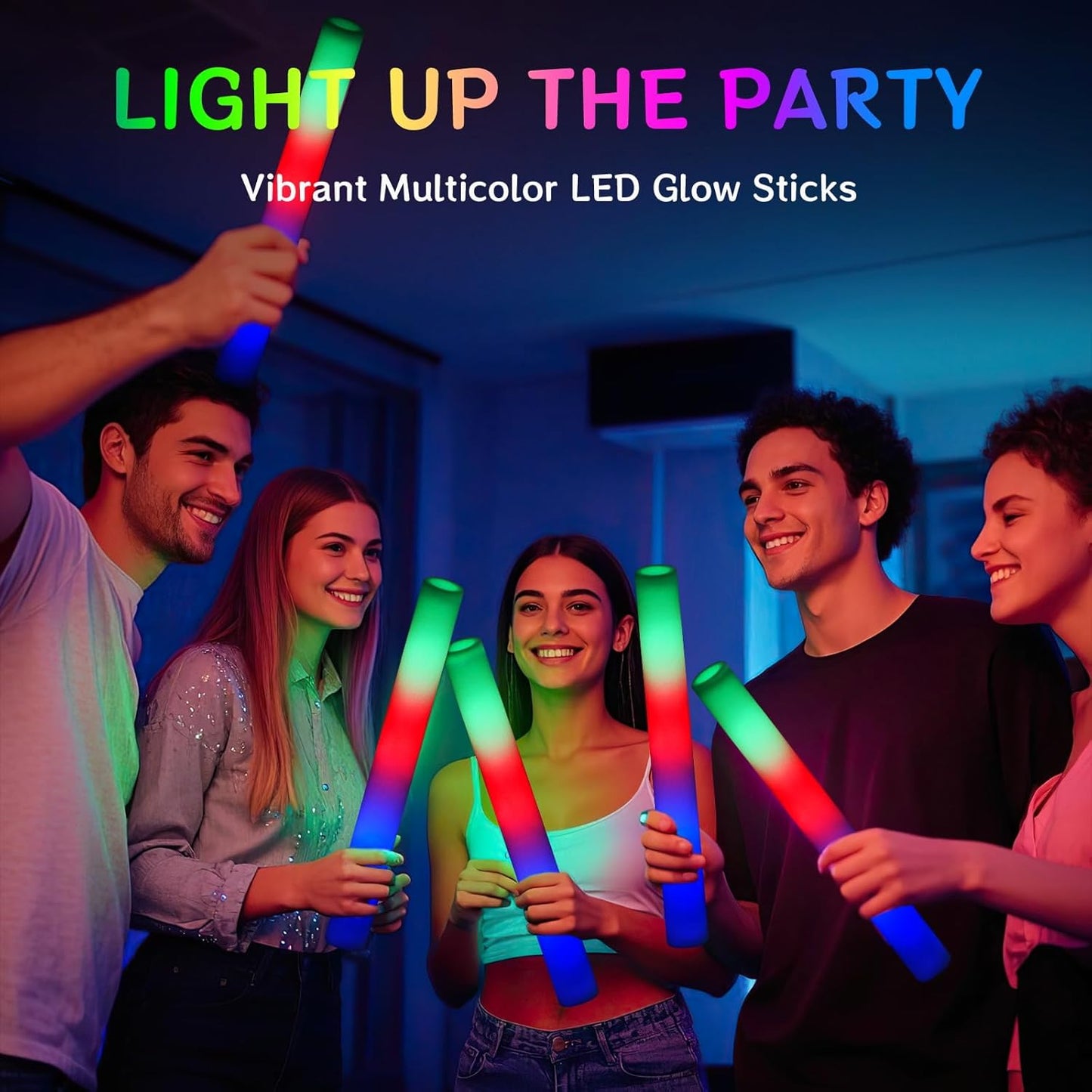 AOWDIAO 24 Pcs 16″ Foam LED Glow Sticks, 3 Light Up Modes, Party Favors for Wedding, Festival & More