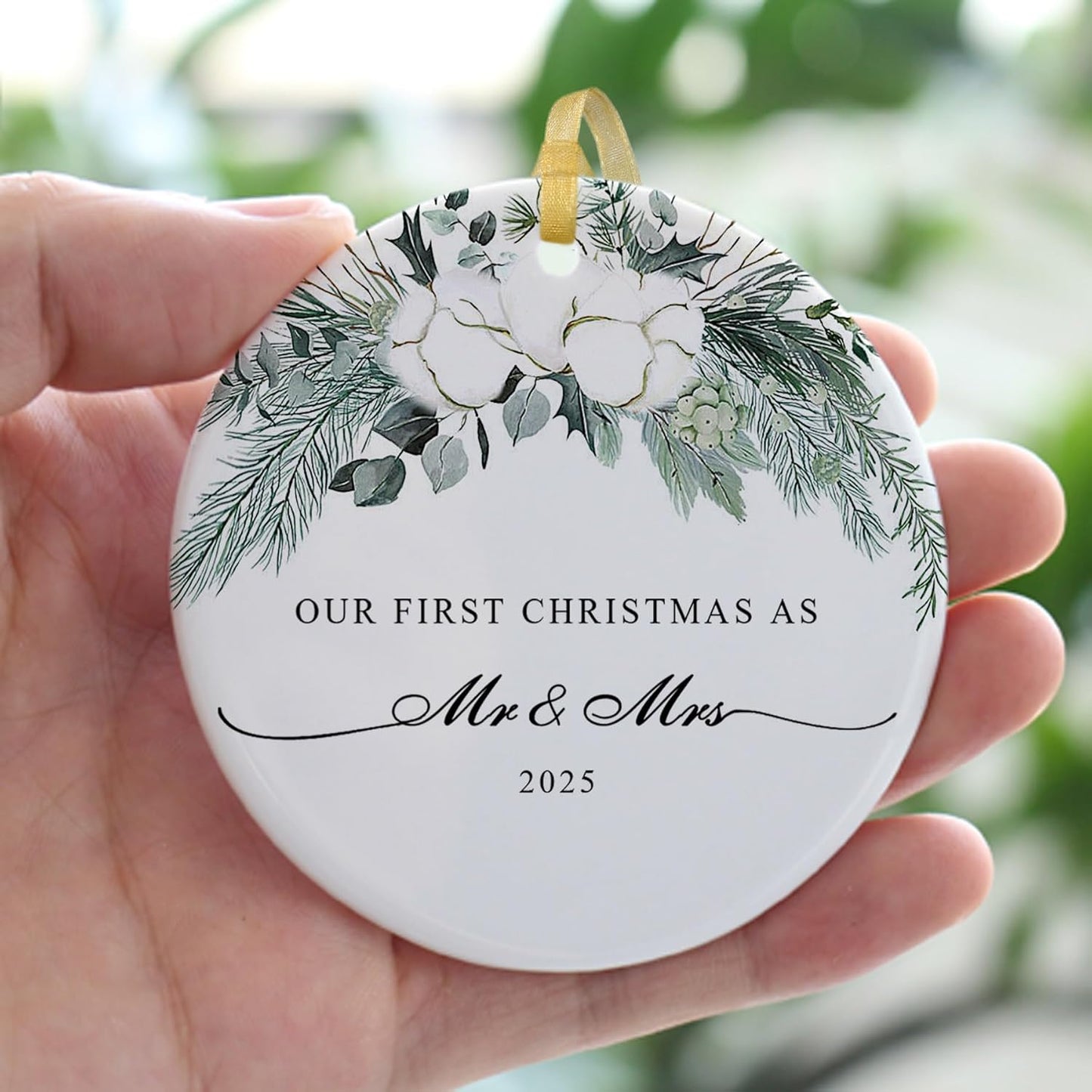 2025 First Christmas Married Ornament,First Year as Mr and Mrs Christmas Hanging Ornament Wedding Decoration for Couple