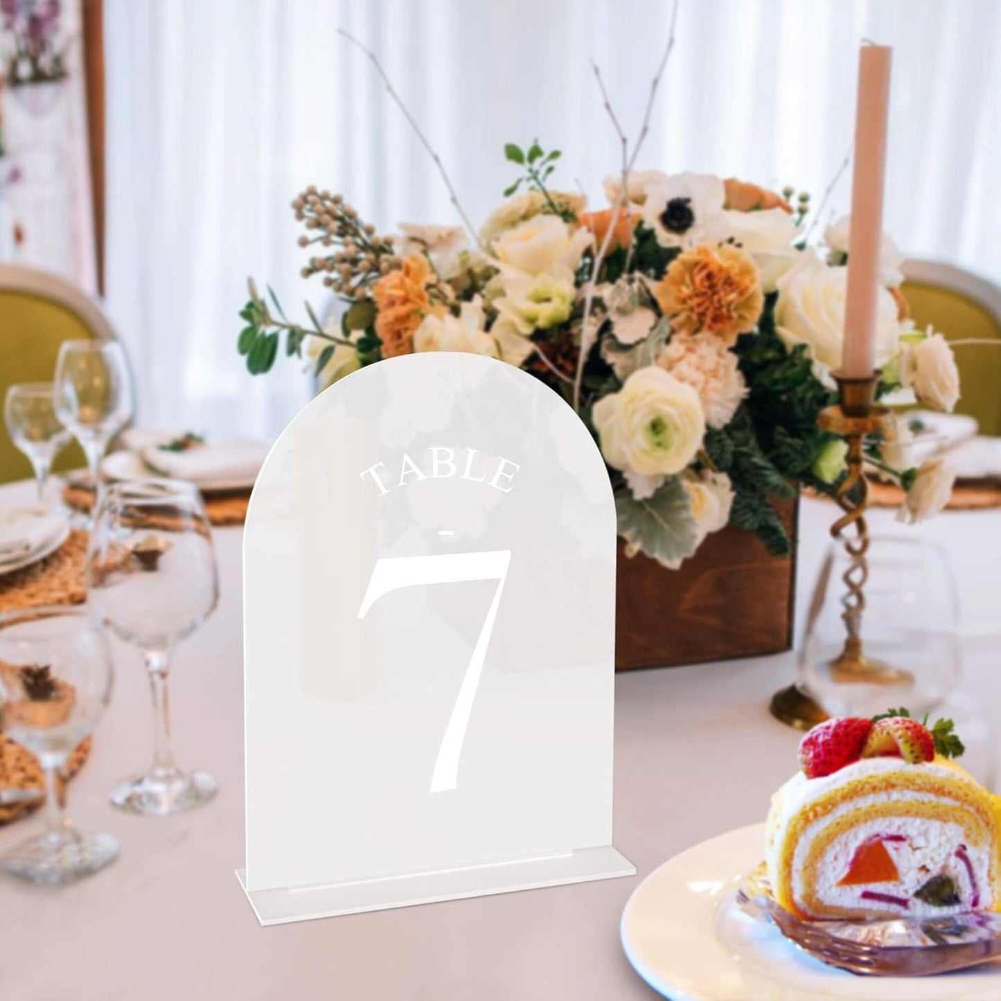 JOYIT Frosted Arch Wedding Table Numbers 1-40 with Stands – 5" X 7" Acrylic Sign Table Number Holders, Perfect for Wedding Receptions, Parties, Anniversaries, and Events