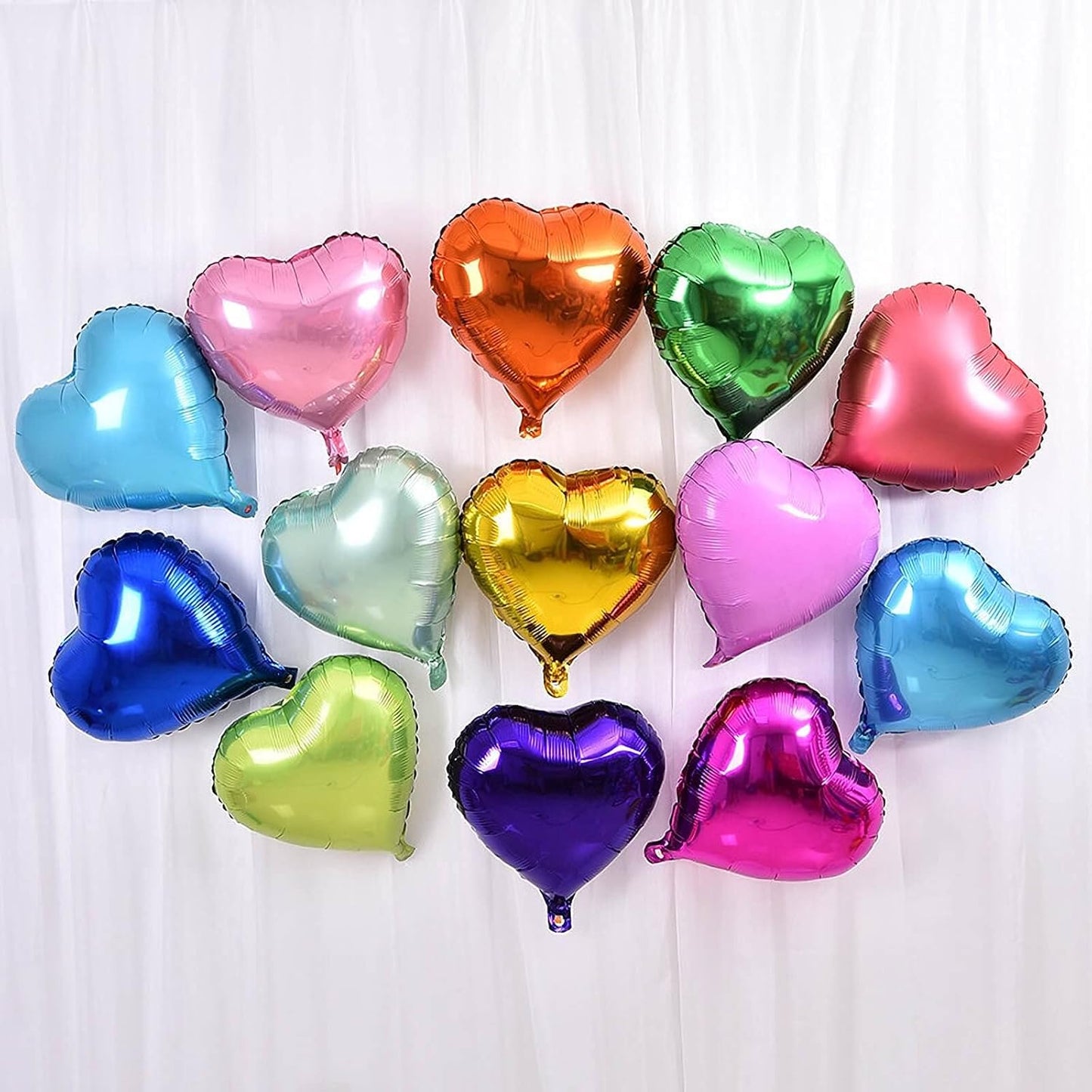 10Pcs Green Foil Heart Shaped Balloons 18 Inch Mylar for Baby Shower, Wedding, Valentine Decorations - Love Party Decor