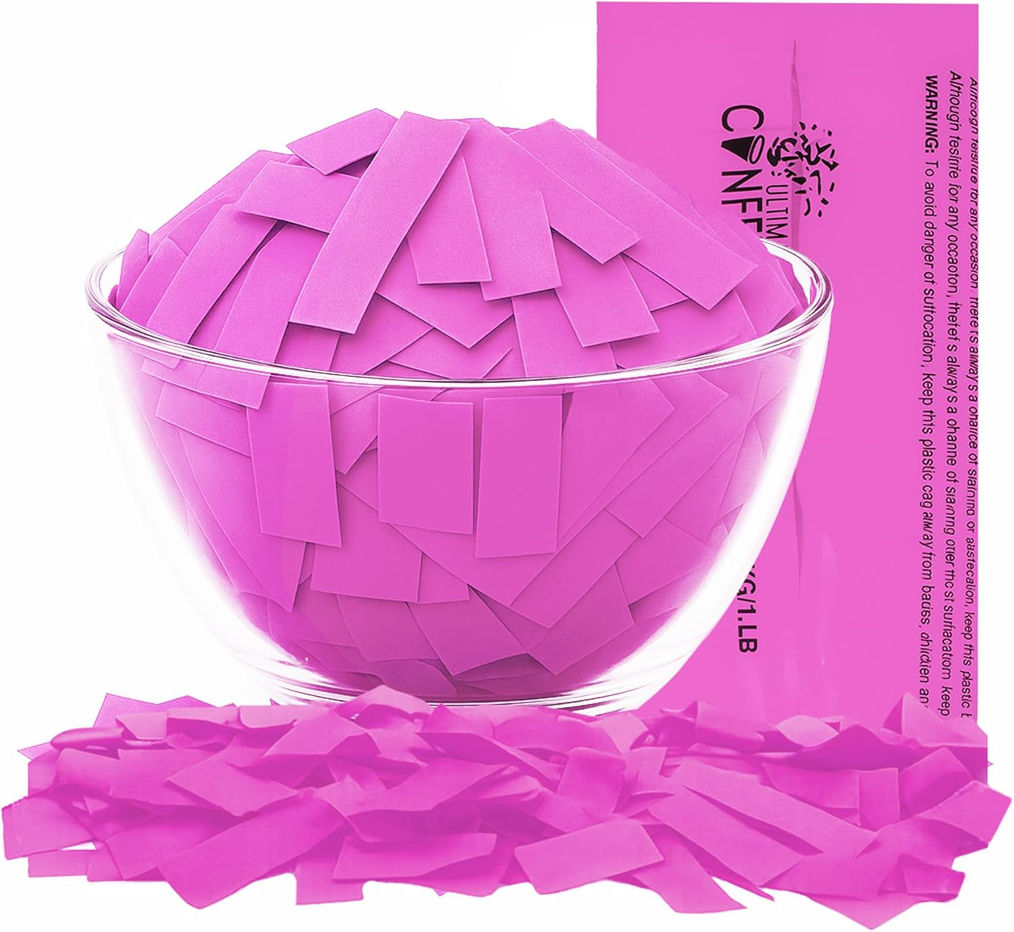 Ultimate Confetti, Pink Biodegradable Confetti - Rectangular Fluttering Tissue Paper Confetti for Cannon and Launcher use – Best for Gender Reveal, Wedding, Parties, and Live Events - 1 lb, 16 oz