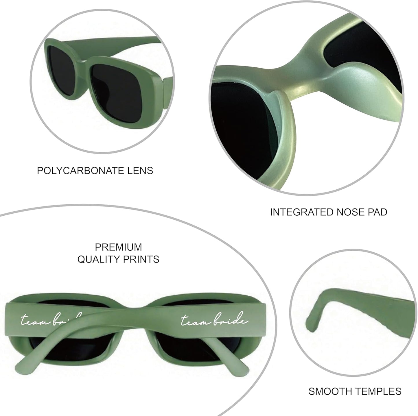 Bride Squad Bachelorette Party Favors 10 Pcs Team Bride Sunglasses Retro Rectangle Bridesmaid Gifts Sunglasses