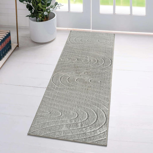 LUXE WEAVERS Modern Geometric Wave Gray 2x8 Area Rug