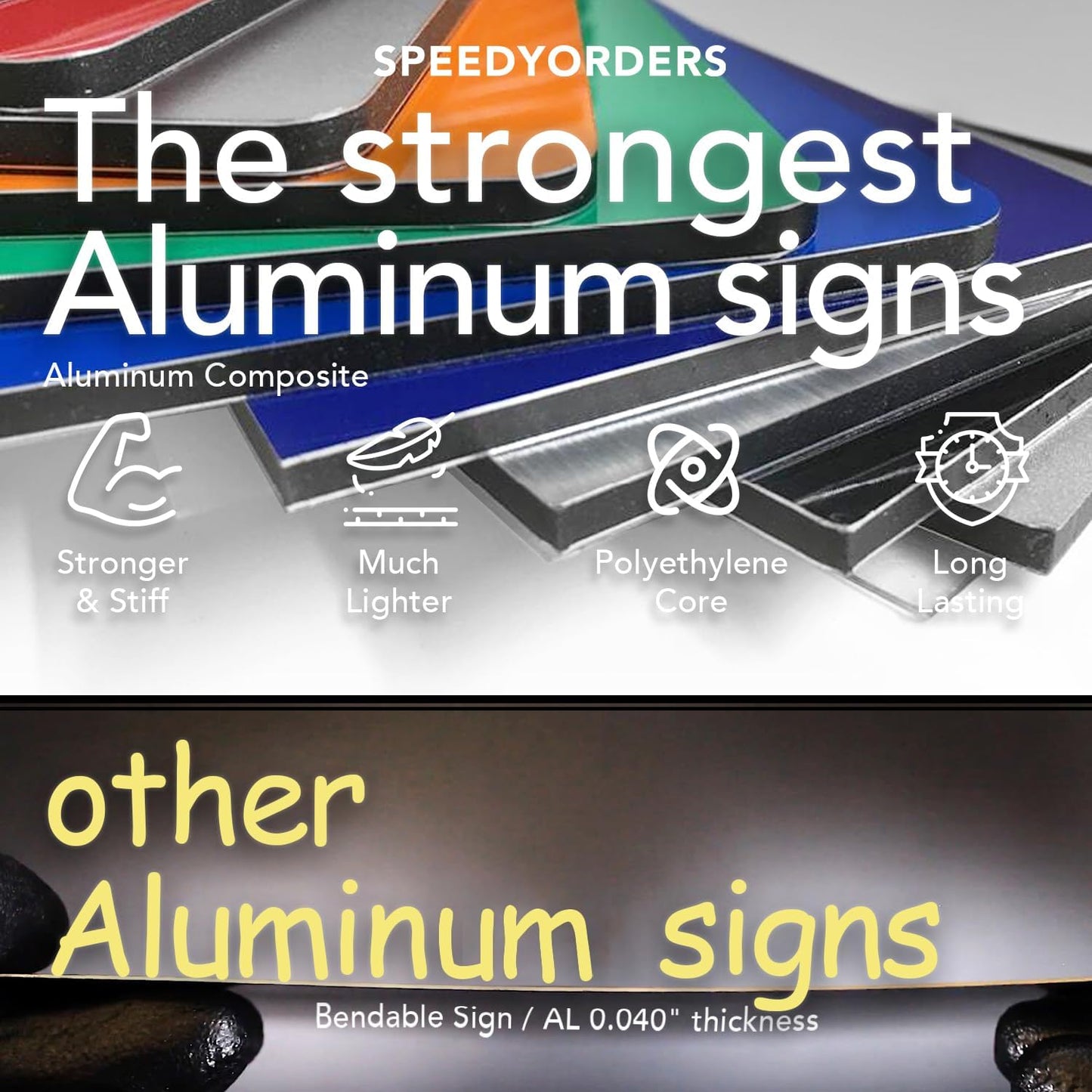 SPEEDYORDERS Custom Outdoor Metal Signs, Personalized Aluminum Signs, Customized Safety Signs, Metal Business Signs, Waterproof Outdoor Business Signs, White Aluminum (Red & White, 42x28 In)