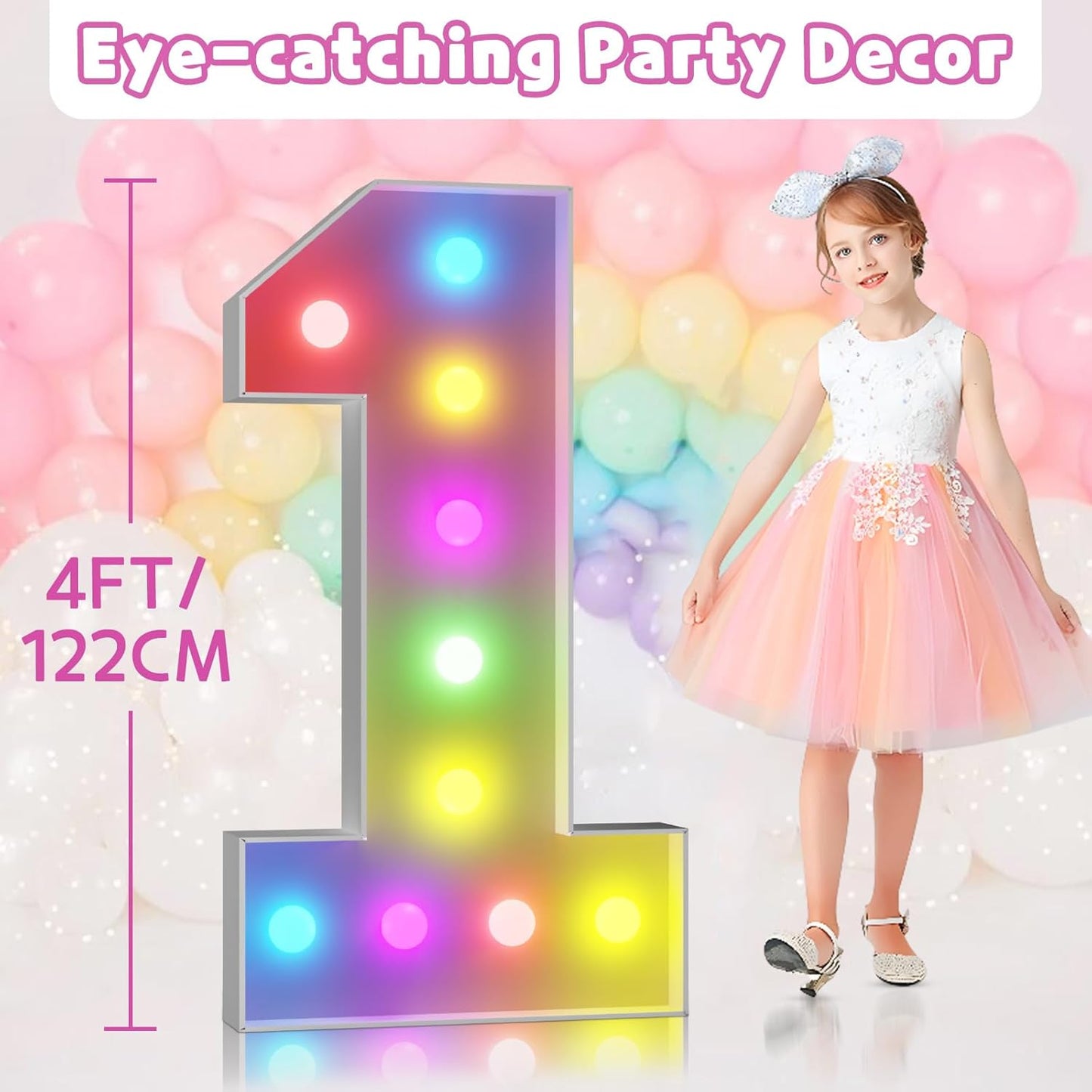Marquee Numbers Colorful 13th-Birthday Decoration: 4FT Large Light Up 13 Year Old Birthday Decorations Anniversary Backdrop for Boys Girls Cardboard White Sign 18 Colors Number 13 Mosaic Balloon Frame