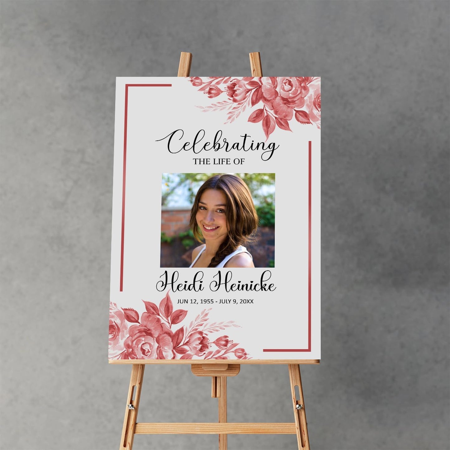 Celebrating The Life Sign Pink And White Floral In Loving Memory Blush Flower Life Celebration Sign Memorial Service Funeral, Obituary Memorial Service, Funeral program