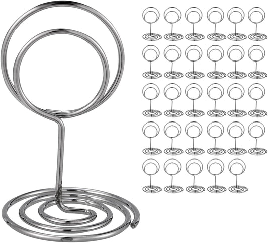 30PCS Table Number Holders Place Card Holder - Photo Holders for Tables, Cards Stand Name Menu Clips, Table Sign Holders for Wedding Anniversary Birthday Party, Silver