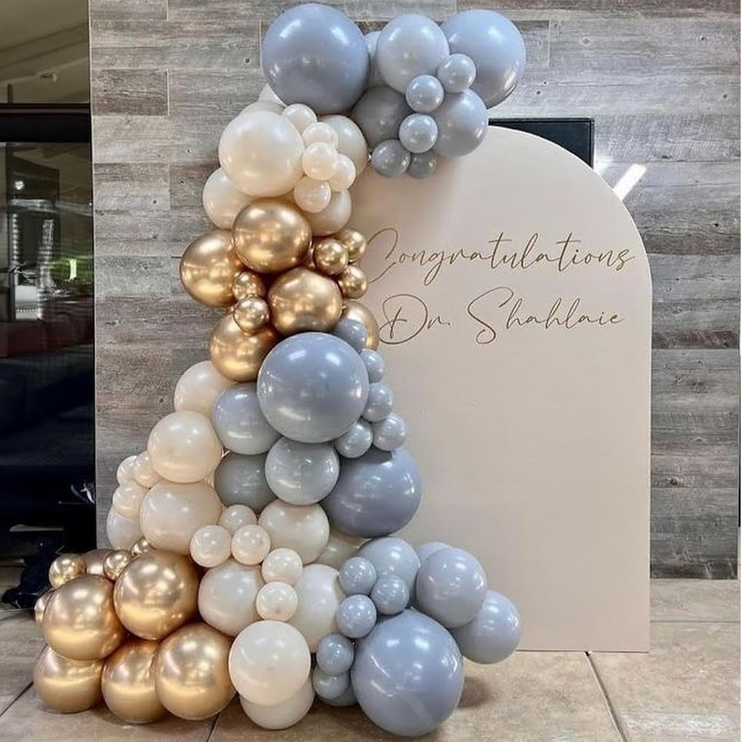 Dusty Blue Beige Balloons, 12 Inch Fog Blue Sand White Balloons with Cream Ivory Metallic Gold Balloon for Baby Shower Boho Bridal Shower Birthday Wedding Engagement Party Decorations Supplies