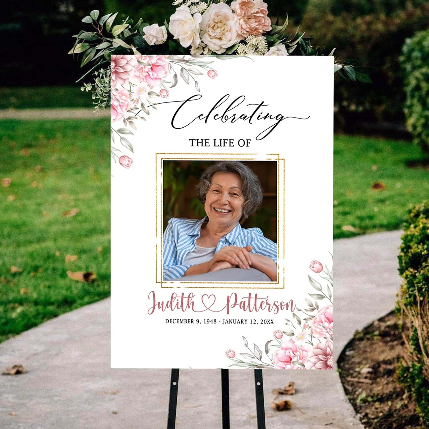 Celebration of Life, Funeral Welcome Sign, Large Memorial Poster, Funeral decoration, Obituary Memorial Service, Funeral program, Floral Funeral Welcome Sign, In-loving Memory Sign