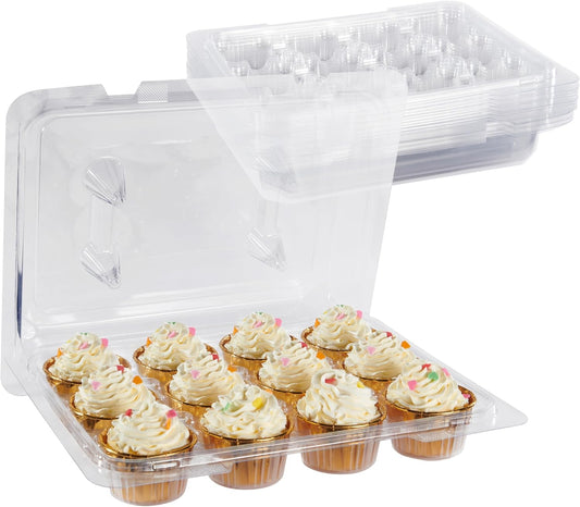 Cupcake Carriers for 12 Cupcakes,Premium Crystal-Clear Cupcake Boxes - 12 Sets of 10-Pack Standard Size, Easy Access, Eco-Friendly