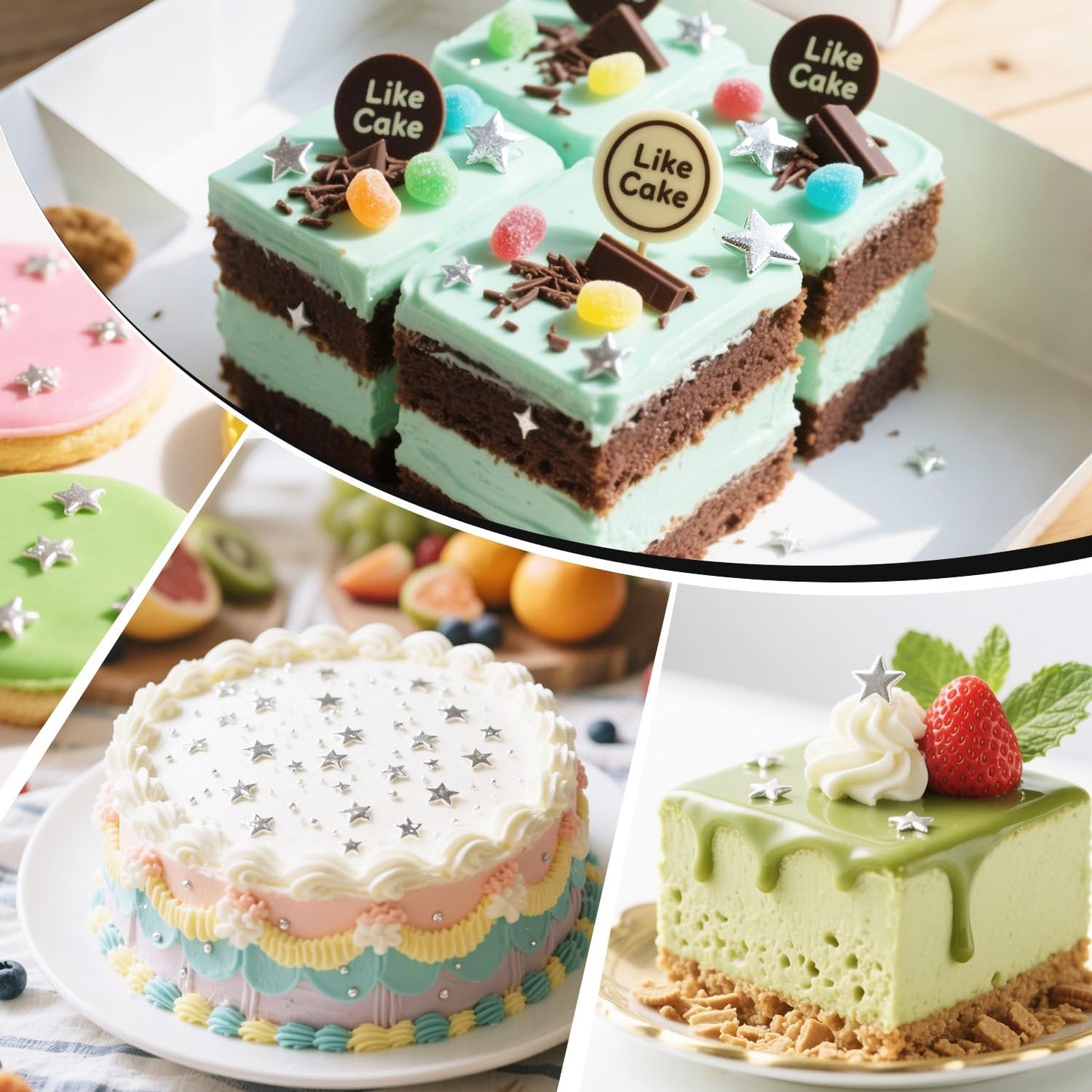 Silver Sprinkles for Cake Decorating, Star Candy Sugar, Mix Size, 150g/5.29oz, Food Grade, Cake Decoration, Cupcake Topper, Holiday, Party, Wedding Party, Birthday, Easter, Christmas Supplies