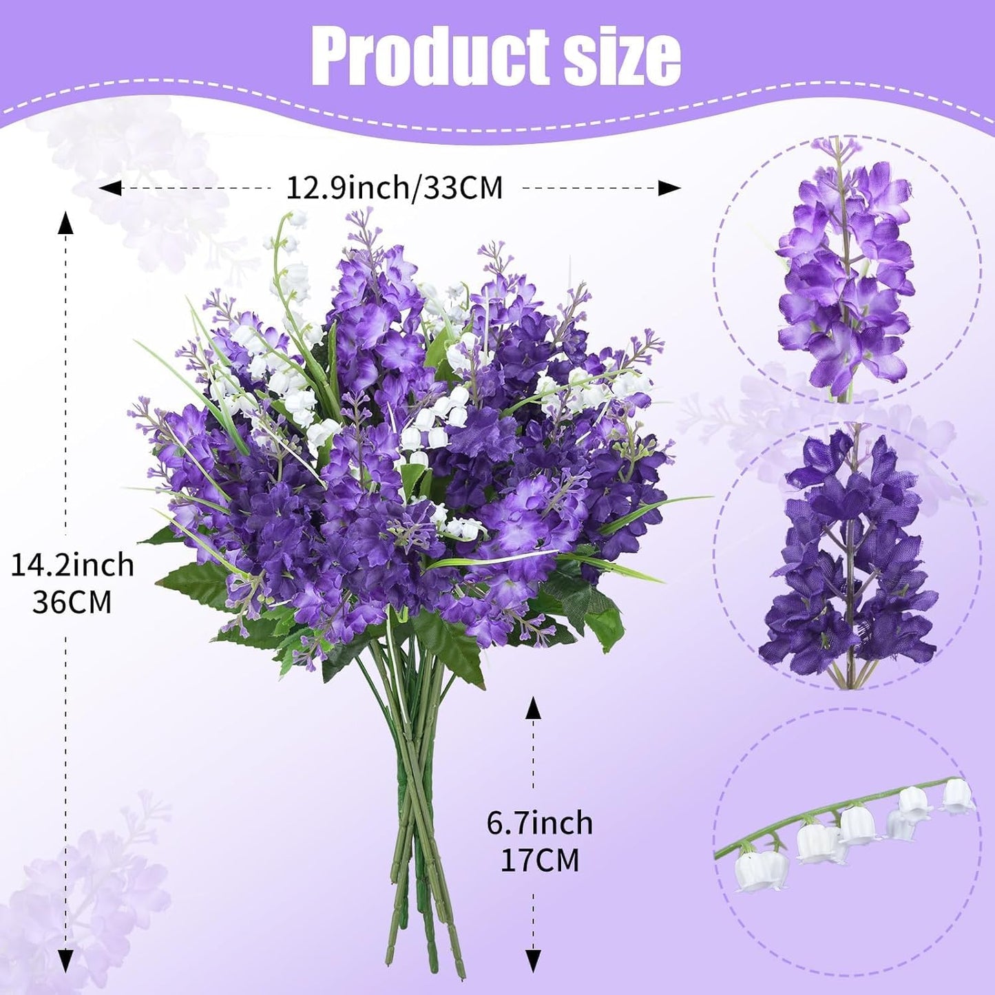10Pcs Lilac Flowers Artificial Bouquet Fake Purple Flowers Faux Lilacs Mix Bush Artificial Purple Silk Flower Bulk Arrangements Summer for Table Centerpieces Home Kitchen Wedding Decorations