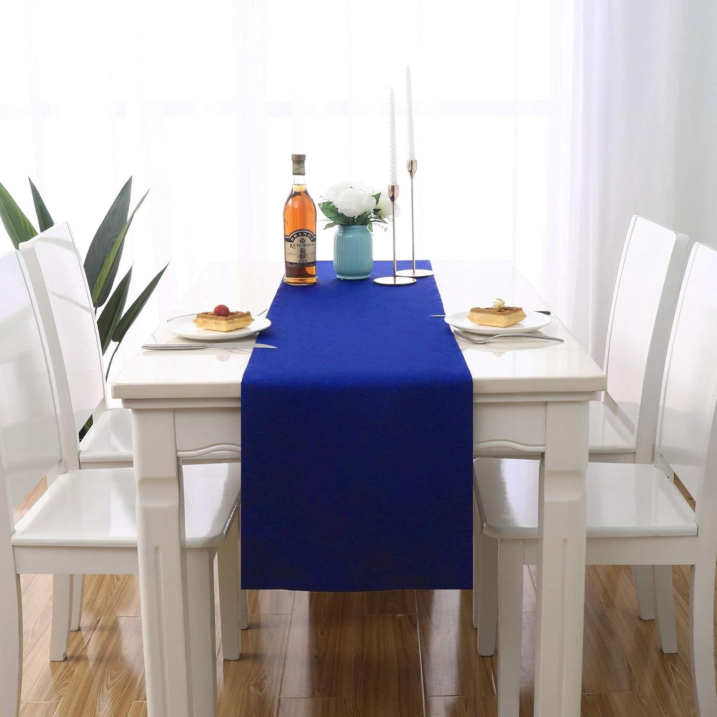 2 PCS Royal Blue Table Runner 14x72 Inch Long Coublt Blue Color Thick Polyester Decorative Cloth Handcrafted for Wedding Party Birthday Graduations Hotel Restaurant Banquet Catering Services Event