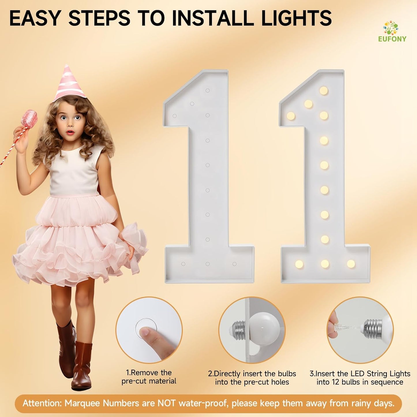 4FT Marquee Numbers, Large Light Up Numbers 5 for 5th 35th 50th Birthday Party Decorations, Giant Light Up Number for Anniversary Decor, 4 Feet Mosaic Number 5 with LED Lights DIY Kit