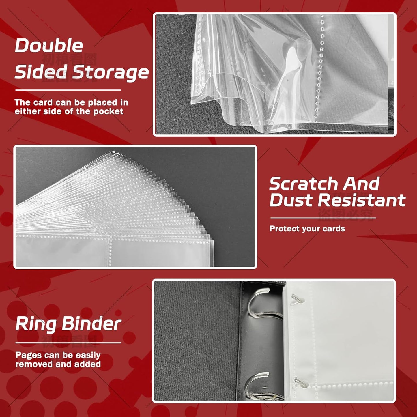 440 Pockets Card Binder, Portable Trading Card Binder with 55 Removable Sleeves, Waterproof Card Holder Album, Card Bunder with Zipper